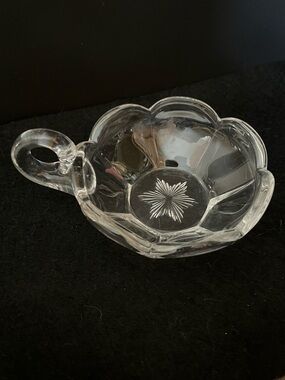 Vintage Heisey Glass Colonial Handled Nappy Dish - Floral Star Center